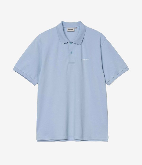 Carhartt WIP Script Garment Wash Polo-Shirt (blue fog white)