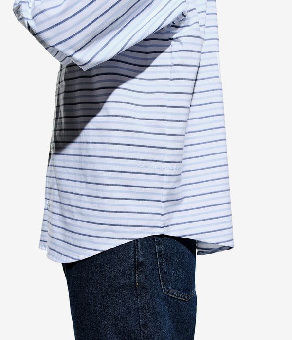 Pop Trading Company Striped Logo Camicia (white blue linen)