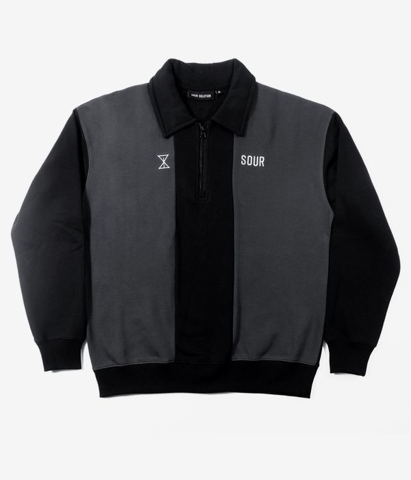 SOUR SOLUTION Collar Quarter Zip Sweatshirt (black grey)