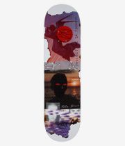 RASSVET | PACCBET Tolya Titaev 8.3" Skateboard Deck, full bottom view: white deck with colorful halftone collage—black silhouetted head with red eye, red circular emblem, purple and orange halftone areas, Tolya Titaev signature visible; clean studio image; white background.