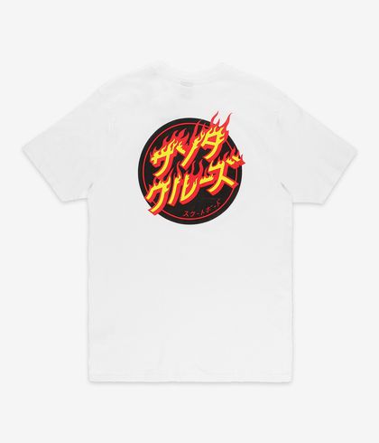 Santa Cruz Flaming Japanese Dot T Shirt White Buy At Skatedeluxe