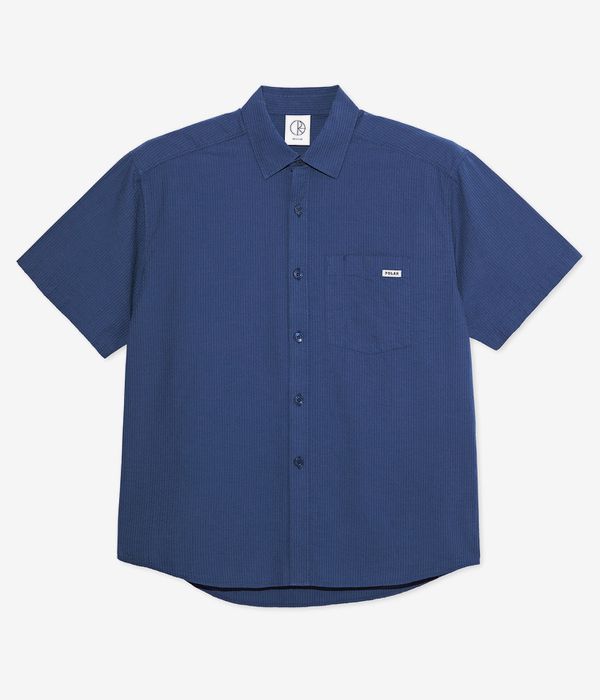 Polar Mitchell Seersucker camisa-manga-corta (grey blue)