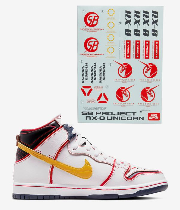 Shop Nike SB x Gundam Dunk High Pro Shoes white amarillo online skatedeluxe