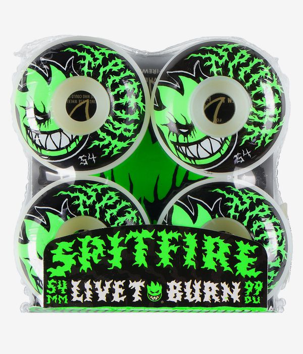 Spitfire Bighead Classic Deathmask Roues (white green) 54mm 99A 4 Pack