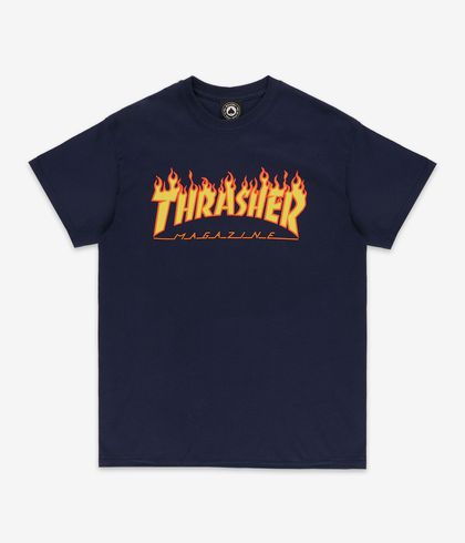 thrasher flame t shirt navy