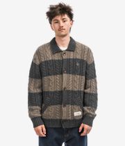 RVCA Chefs Kiss Cardigan (camel charcoal heather stripe)