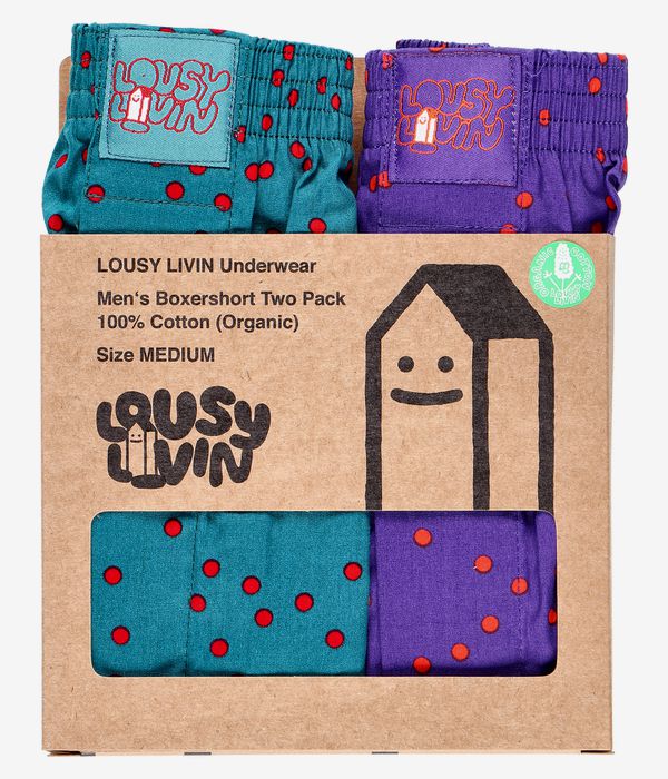 Lousy Livin Dots Boxershorts (teal purple) 2 Pack