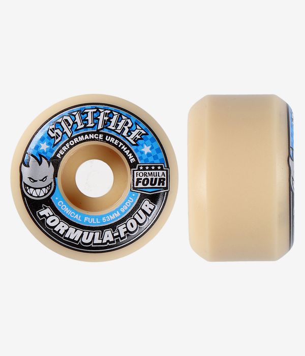 Spitfire Formula Four Conical Full Wheels (white blue) 53mm 99A 4 Pack