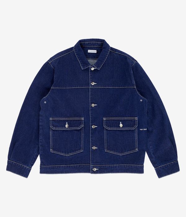 Pop Trading Company Full Button Denim Veste (rinsed denim)