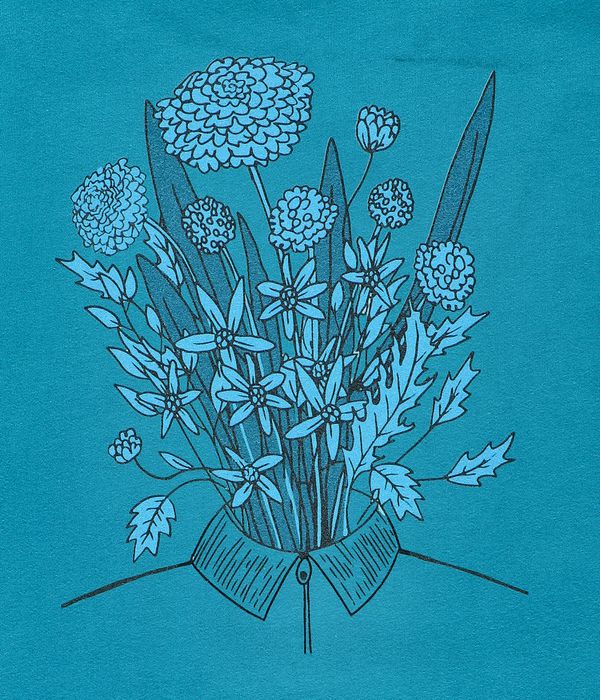 Blue Flowers Evolution T-Shirt (ocean blue)