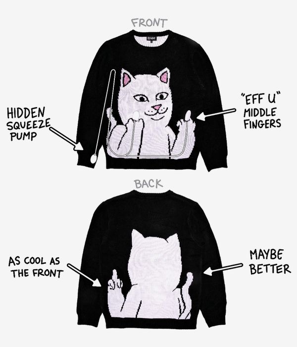 RIPNDIP Lord Nermal Flippy Knitty Sweatshirt (black)