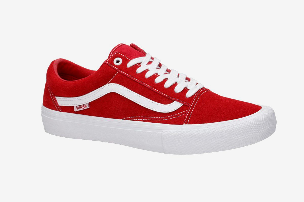 Vans Old Skool Pro Suede Shoes Red White Buy At Skatedeluxe
