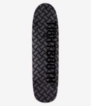 Tightbooth CP Logo Cruiser 8.8" Skateboard Deck, full bottom view: black deck with light-blue and white diagonal diamond/checkered pattern, large vertical black "Tightbooth" lettering and small circular 8.8 badge. Clean Studio image; white background.