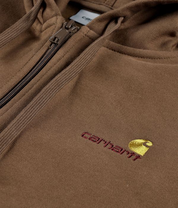 Carhartt WIP American Script Zip-Sweatshirt avec capuchon (lumber)