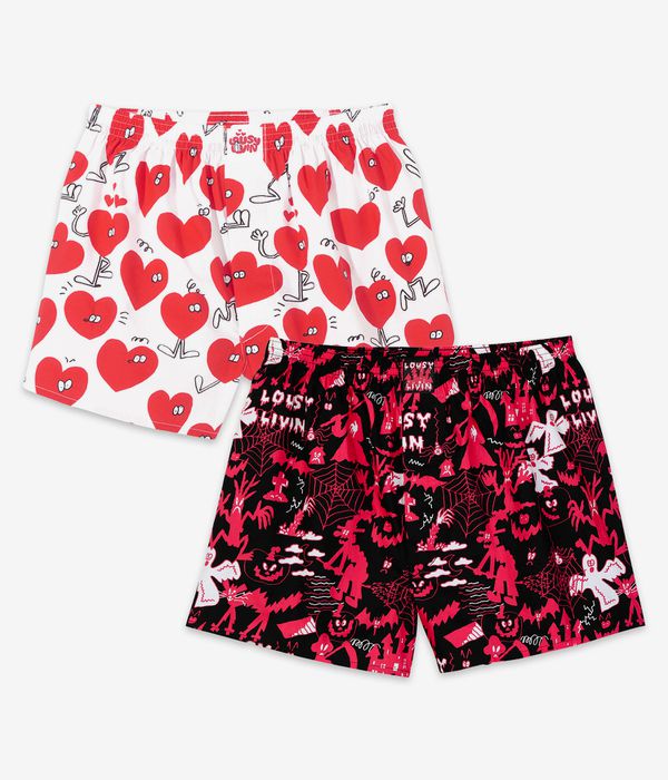 Lousy Livin Valentines & Halloween Boxershorts (black white) 2 Pack