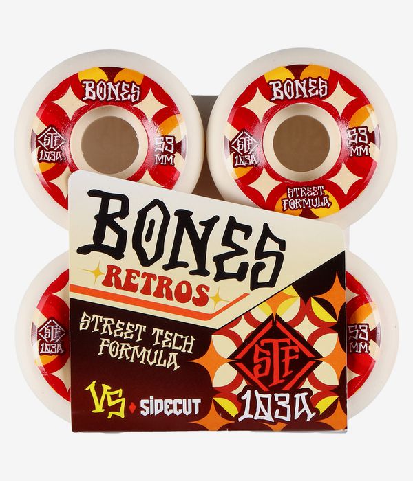 Bones STF Retros V5 Roues (white red) 53mm 103A 4 Pack