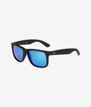Ray-Ban Justin Sonnenbrille 55mm (black rubber green mirror blue)