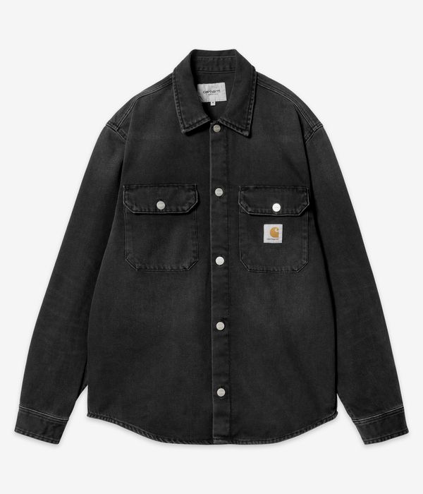 Carhartt WIP Harvey Olympia Shirt Jacke (black dark used wash)