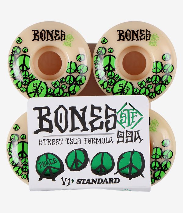 Bones STF Peace V1 Rouedas (white green) 53mm 99A Pack de 4