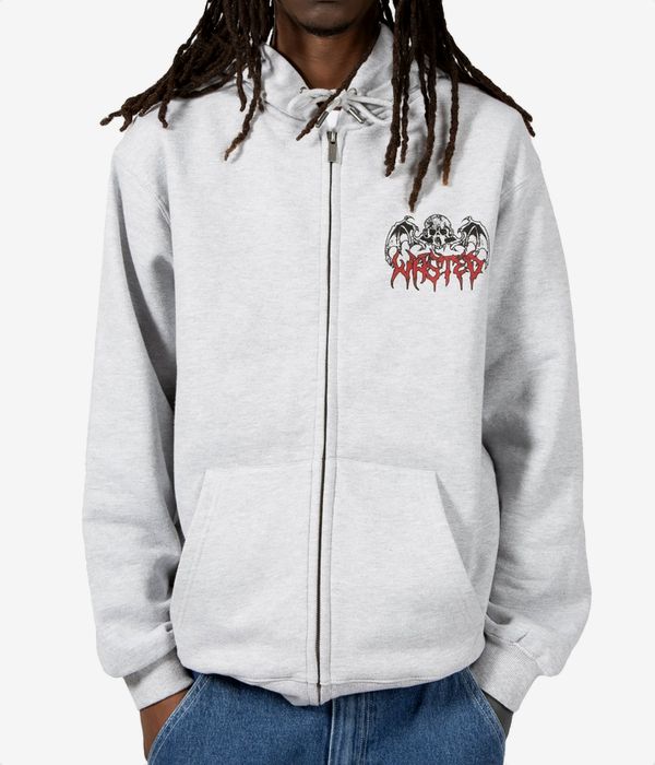 Wasted Paris Bones Zip-Sweatshirt avec capuchon (ash grey)