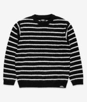 Blue Flowers Stripe Knit Sweatshirt (black white)