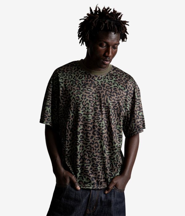 Wasted Paris Cheetah Mesh Boxy T-Shirt (olive khaki camo)