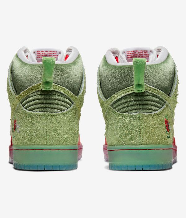 Sb dunk high white university red  and  green top