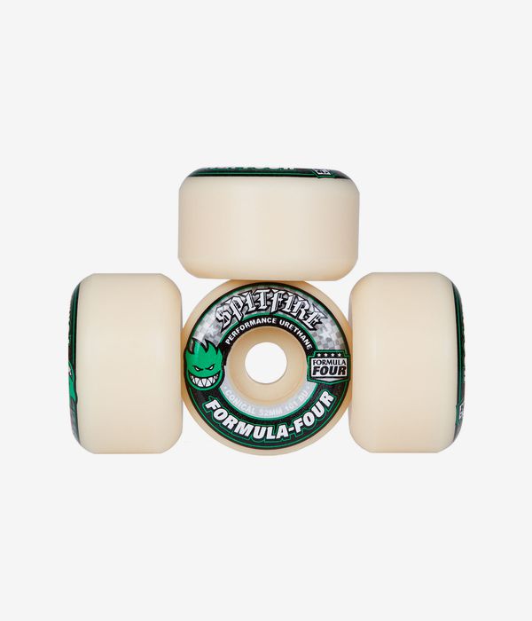 Spitfire Formula Four Conical Wheels (white green) 52mm 101A 4 Pack