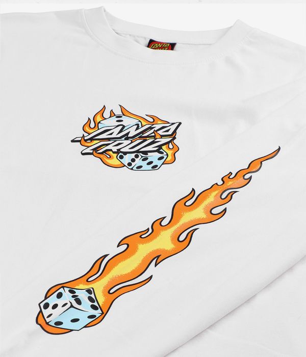 Santa Cruz Flaming Dice Dot Front Longsleeve (white)