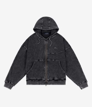 Dime Premium Waffle Felpa Hoodie con zip (faded black)