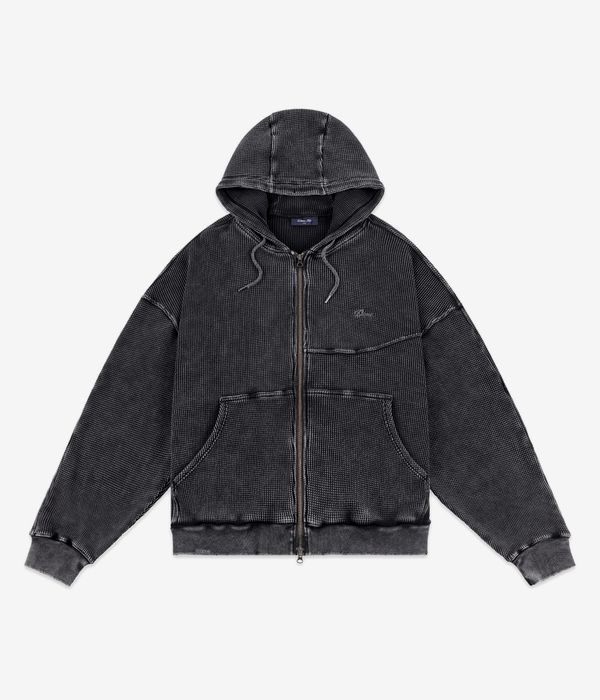 Dime Premium Waffle Felpa Hoodie con zip (faded black)