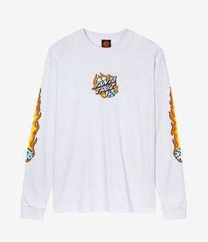 Santa Cruz Flaming Dice Dot Front Long sleeve (white)