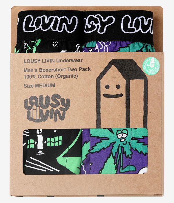 Lousy Livin Outer Weedy Briefs Boxer (black) pacco da 2