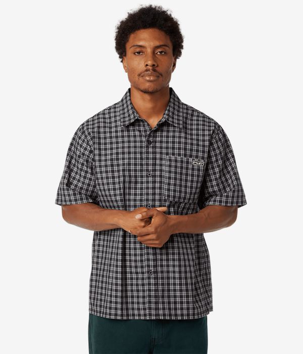 HUF Stretch Micro Plaid Hemd (black)