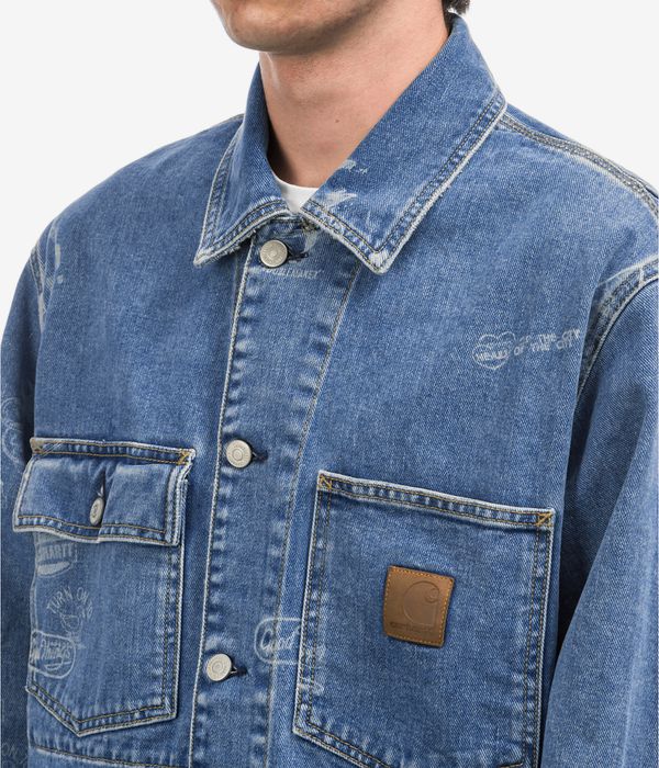 Carhartt WIP Stamp Organic Cotton Maitland Jacke (print blue bleached)