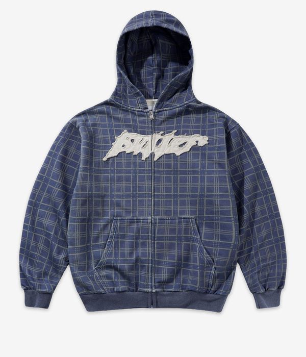 Butter Goods Amplify Zip-Sweatshirt avec capuchon (washed navy plaid)