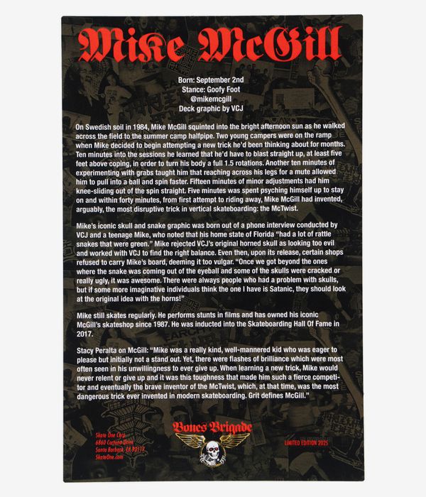 Powell-Peralta McGill BB S16 Limited Edition 10" Skateboard Deck (black gold)