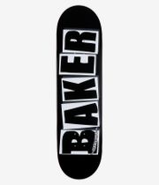 Baker Brand Logo CC 8.25" Skateboard Deck, full bottom view showing solid black underside with stacked bold black letters inside white rectangular boxes spelling 'Baker'; clean studio image; white background.