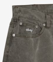Obey Bigwig Baggy Denim Shorts (black olive wrinkle wash)