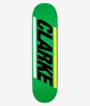 PALACE Lucien Pro S44 8.25" Skateboard Deck full bottom view — bright green underside with large black diagonal "PALACE" wordmark, flanked by vertical white and yellow bars; clean studio image; white background.