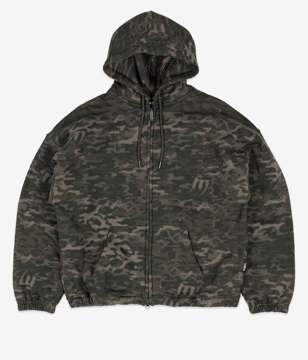 Wasted Paris Digicamo Boxy Zip-Sweatshirt avec capuchon (camo lichen green)