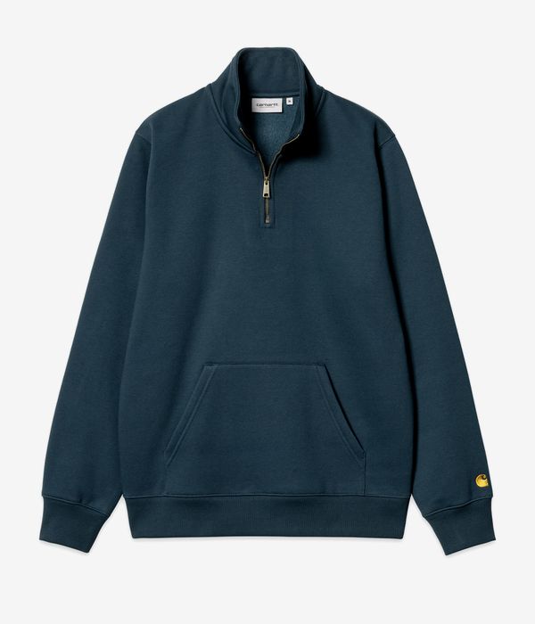 Carhartt WIP Chase Neck Zip Sweatshirt (duck blue gold)