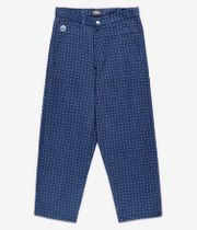 Blue Flowers Speckled Corduroy Pants (navy blue)