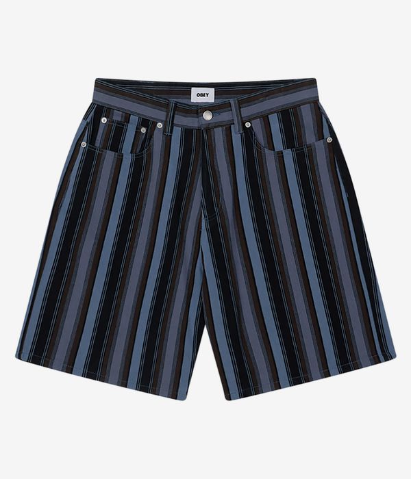 Obey Baja Stripe Baggy Denim Shorts (black multi)