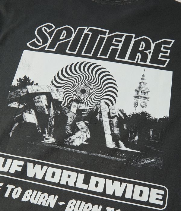 HUF x Spitfire Burn Heavyweight T-Shirt (washed black)