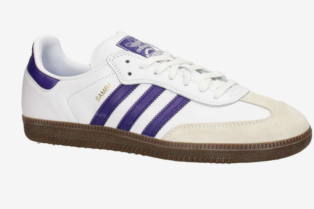 adidas Skateboarding Samba ADV Shoes (white collegiate purple gold)