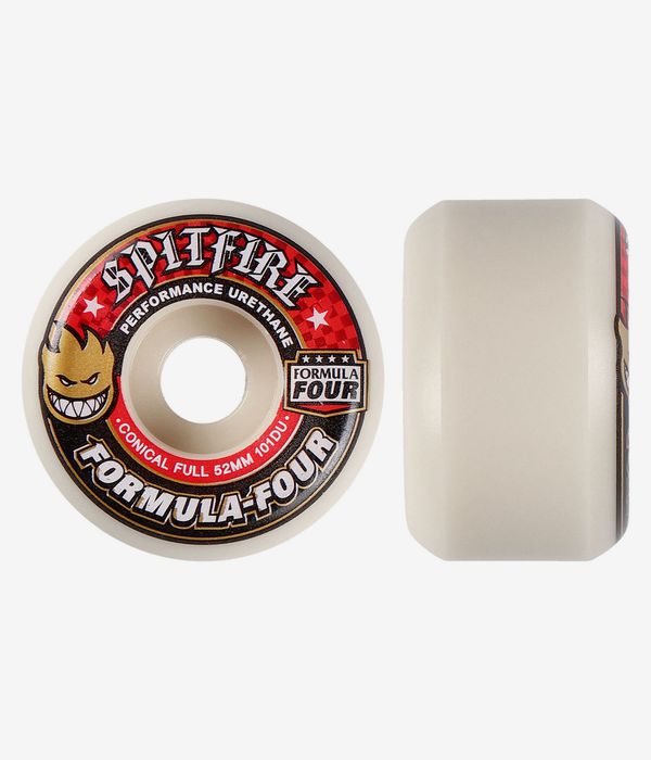 Shop Spitfire Formula Four Conical Full Wheels (white red) 52mm ...