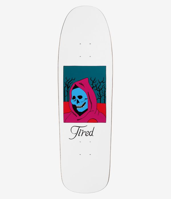 Tired Skateboards Creepy Skull Winder Shaped 9.25" Planche de skateboard (white)