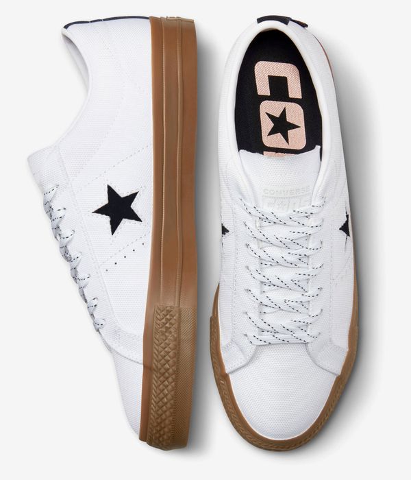 Shop Converse One Star Pro Cordura Canvas Shoes (white black dark gum)  online | skatedeluxe