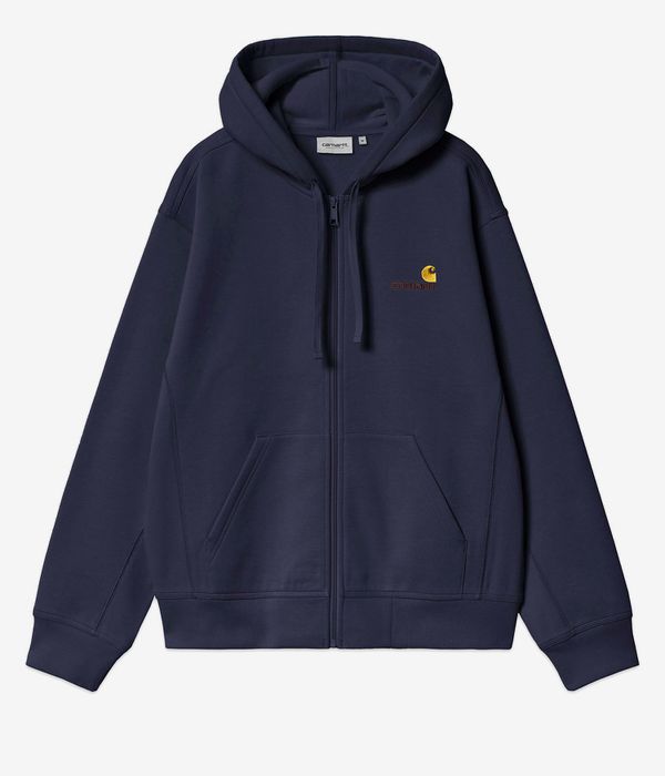 Carhartt WIP American Script Bluza z Kapturem na Zamek (deep night)